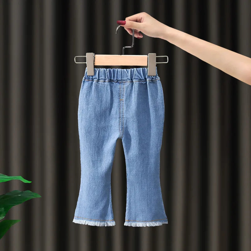 Kids Girls' Pants New Children's Denim Flared Pants Baby Casual Fashionable Stylish Stretch Denim Trousers