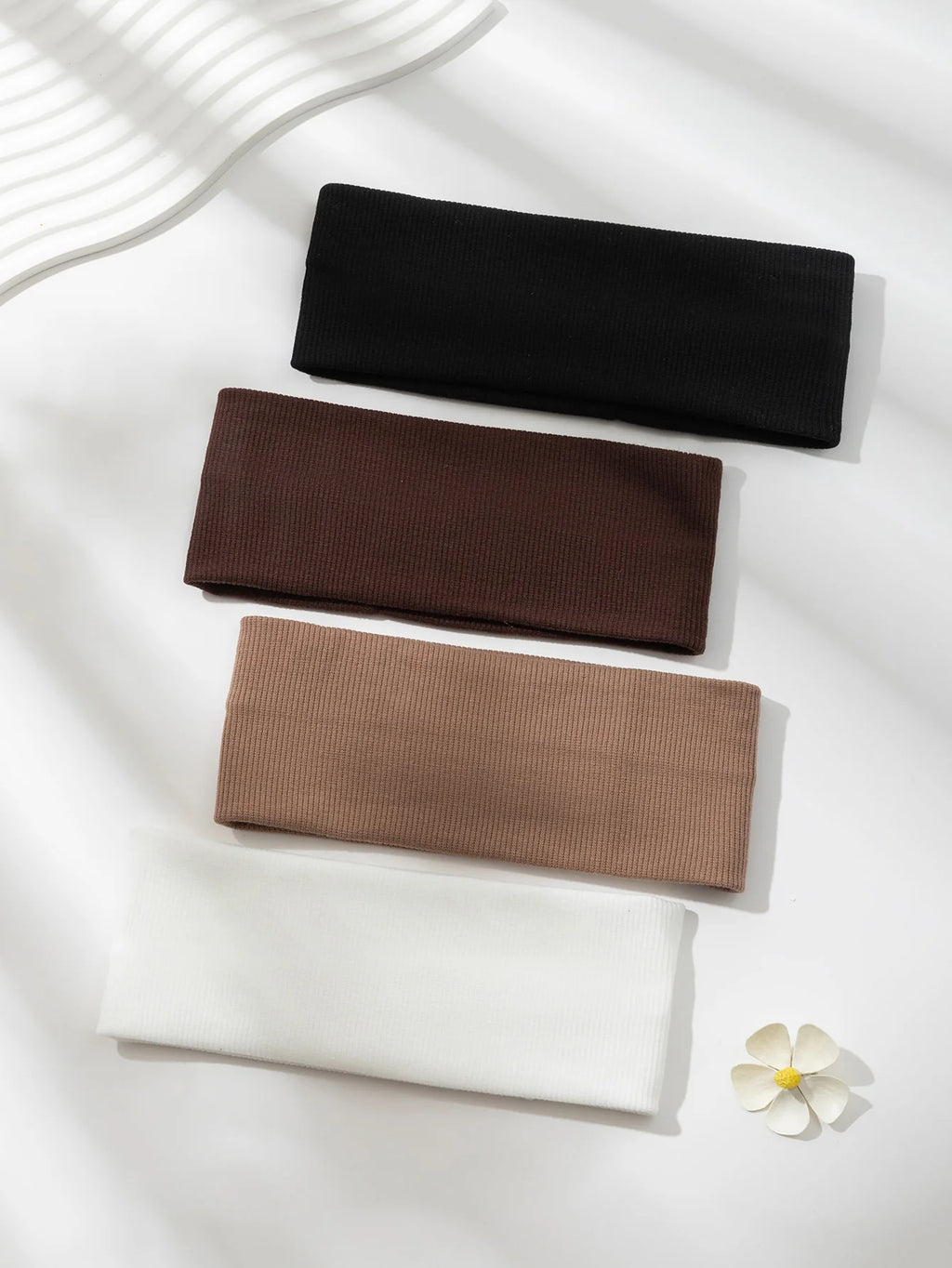 4-piece set of knitted solid-color hair bands suitable for both men and women, for sports and fitness use