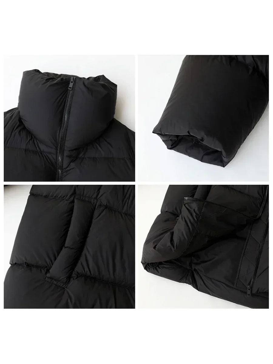 CHIC VEN Women's Down Coats Korean Stand Collar Simple Solid Color Warm Casual Jackets Soft Fashion Female Clothing Winter 2025