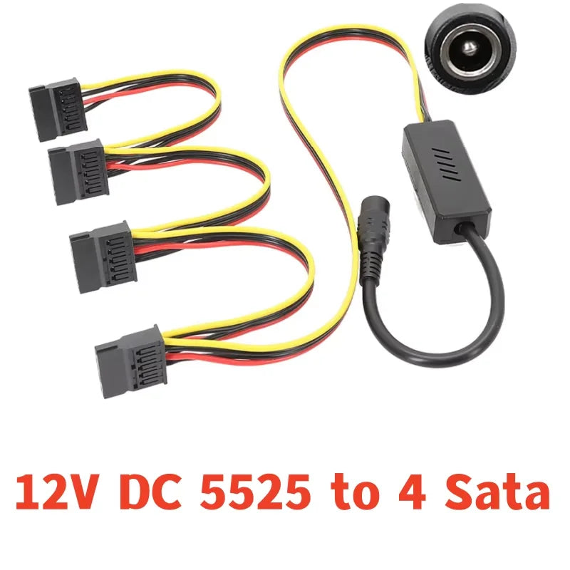 DC 5525 To Hard Disk Cable DC 12V to SATA Hard Disk Cable Step-Down Voltage Regulator DC to SATA/IDE Adapter For NAS Server PC