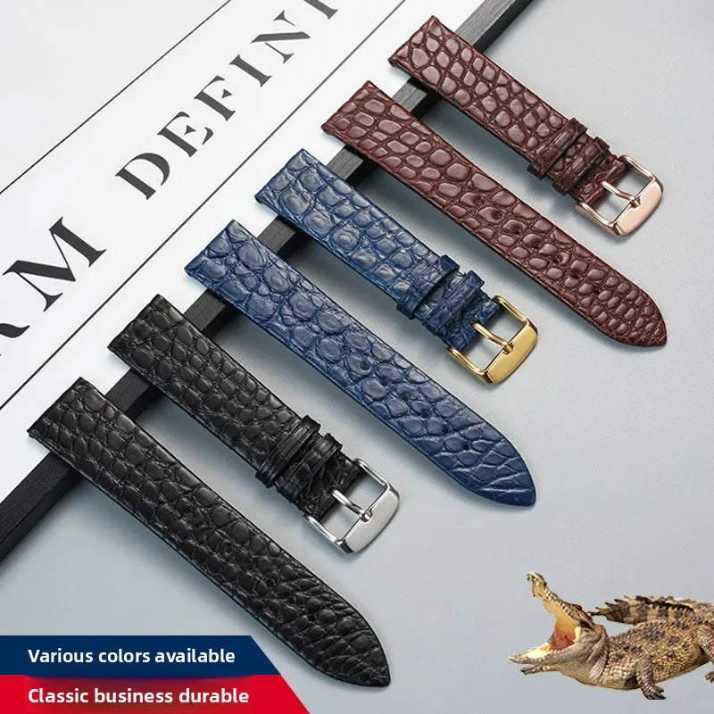 Alligator wacth strap Ultra Thin 12 13 14 15 16 18 20 22mm men women Black Brown Blue Crocodile Leather watchband For any brands