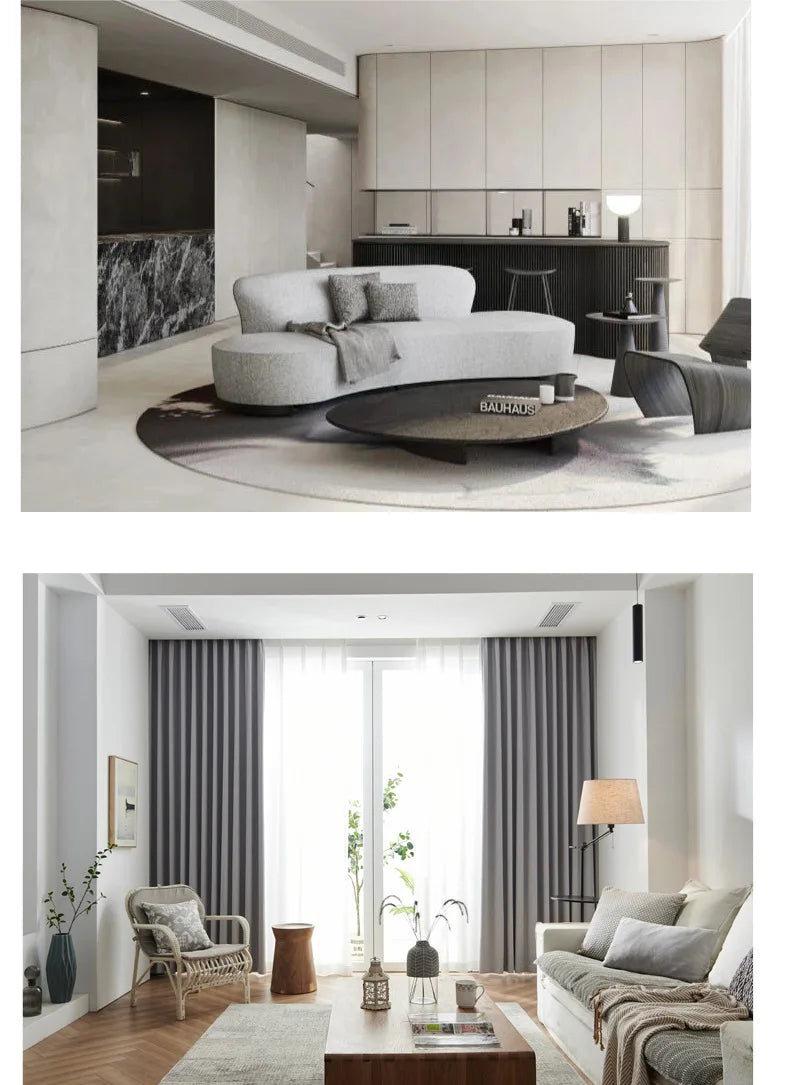 2025 new thickened French light luxury cream curtain cloth solid color bedroom living room full blackout sunscreen cotton linen