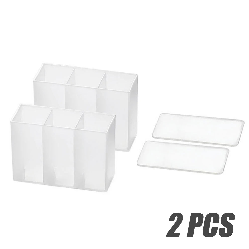 Wall Mounted 3Grids Jewelry Box Cabinet Self-adhesive Sundries Storage Box Eyebrow Pencil Lipstick Lip Glaze Organizer DROPSHIP
