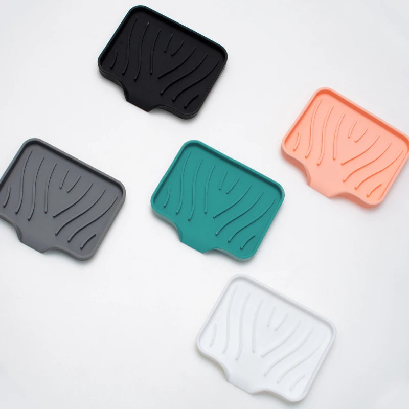 1-Pack Silicone Drain Soap Box Kitchen Bathroom Anti-slip Sink Tray Creative Washing Table Soap Tray Free Punch Drain Rack