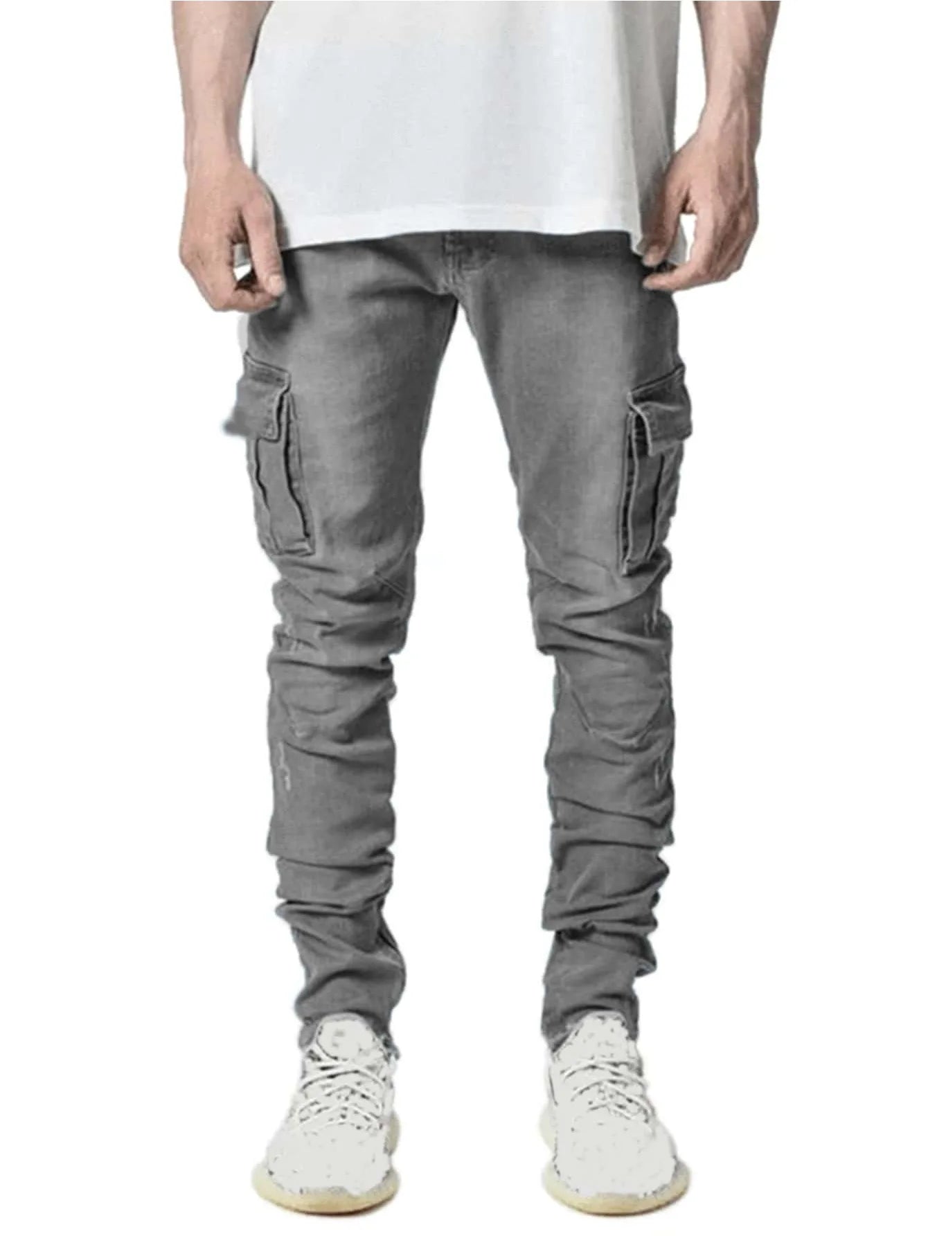 Kakan - High-end Slim Elastic Multi-pocket Leg Jeans, New Skinny Jeans K016-MGD8 In Europe and America