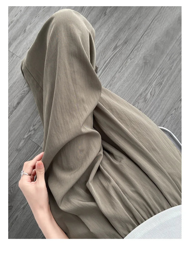BIVIGAOS Lazy Style Loose Wide Leg Pants Women Summer Coloured Thin Casual Tide Straight Ice Silk Japanese Sunscreen Pants