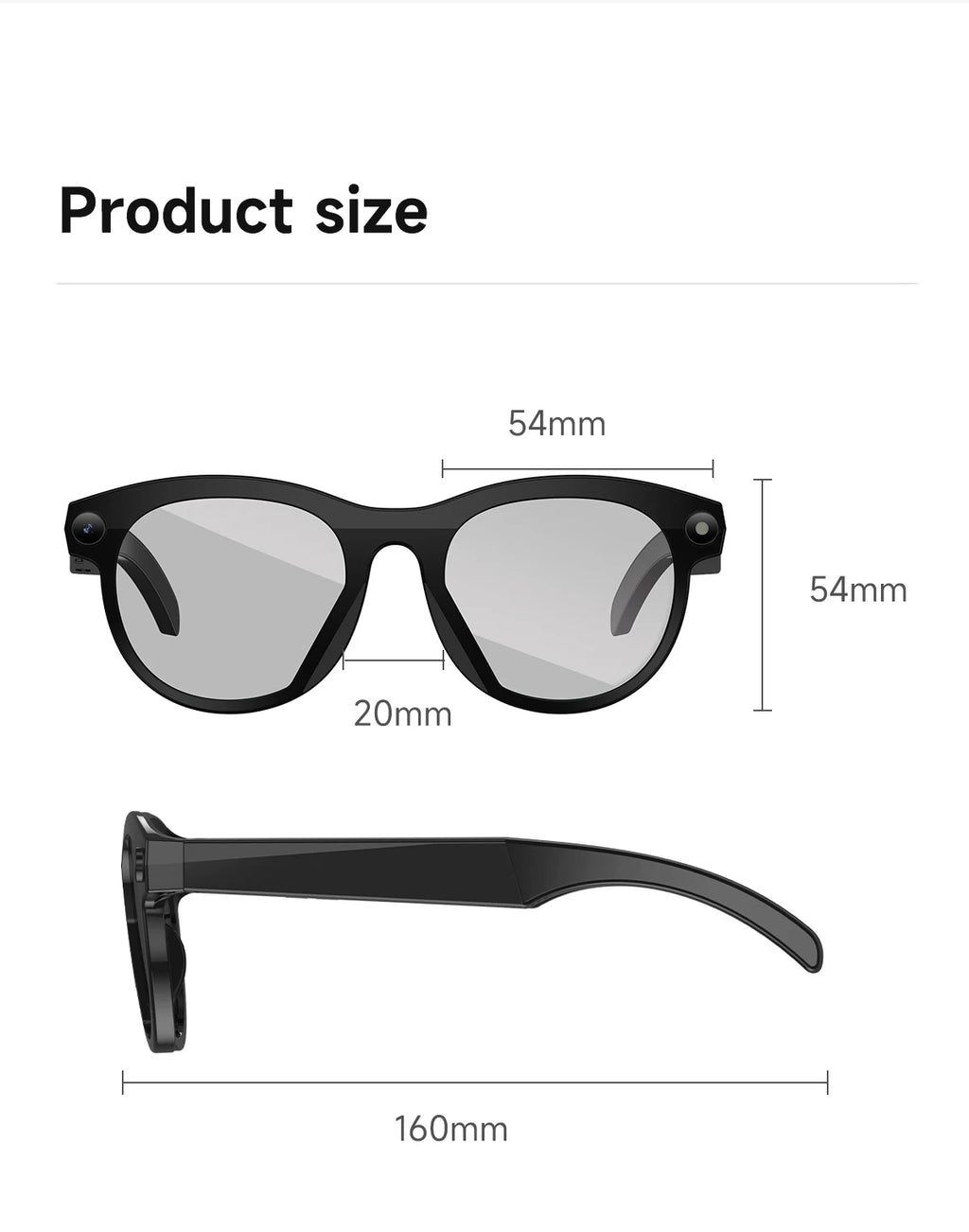 AI Smart Camera Glasses for Men And Women with Real-Time Translation Object Recognition Video Recording And Bluetooth Calling