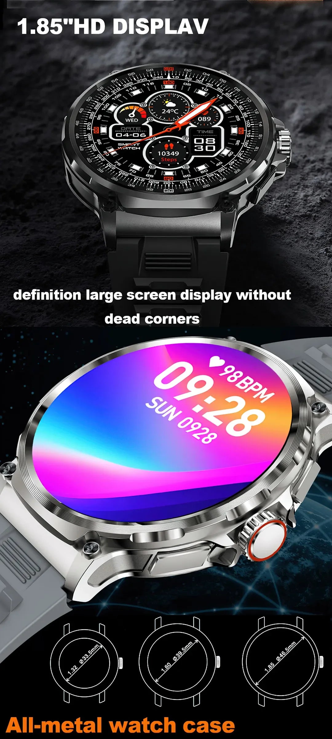 New 710mAh Bluetooth Call Smart Watch Men Sports Fitness Watches  1.85"HD Heart Monitor Waterproof Smartwatch For Android IOS