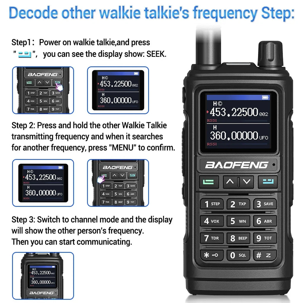 Baofeng UV17 Air Band Walkie Talkie 999 CH Draadloze kopieerfrequentie NOAA Zes bands Amateur Ham Tweerichtingsradio voor