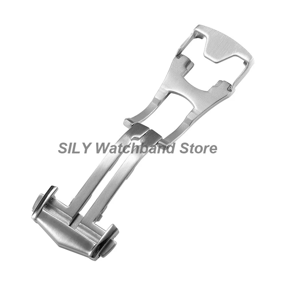Silver Brushed Watch Buckle 18/20mm Stainless Steel Butterfly Deployment Watch Button Metal Folding Clasp Watch Button Accessory