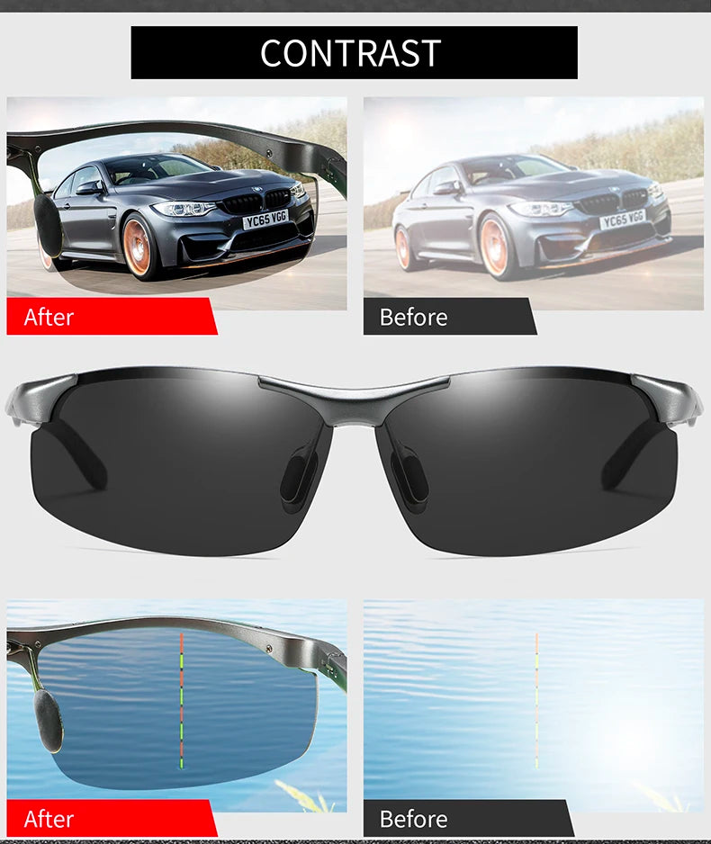 VEITHDIA Men Sunglasses Aluminum Magnesium Polarized UV400 Lens Rimless Driving Fishing Sun Glasses Sports Eyewear For Male 6535