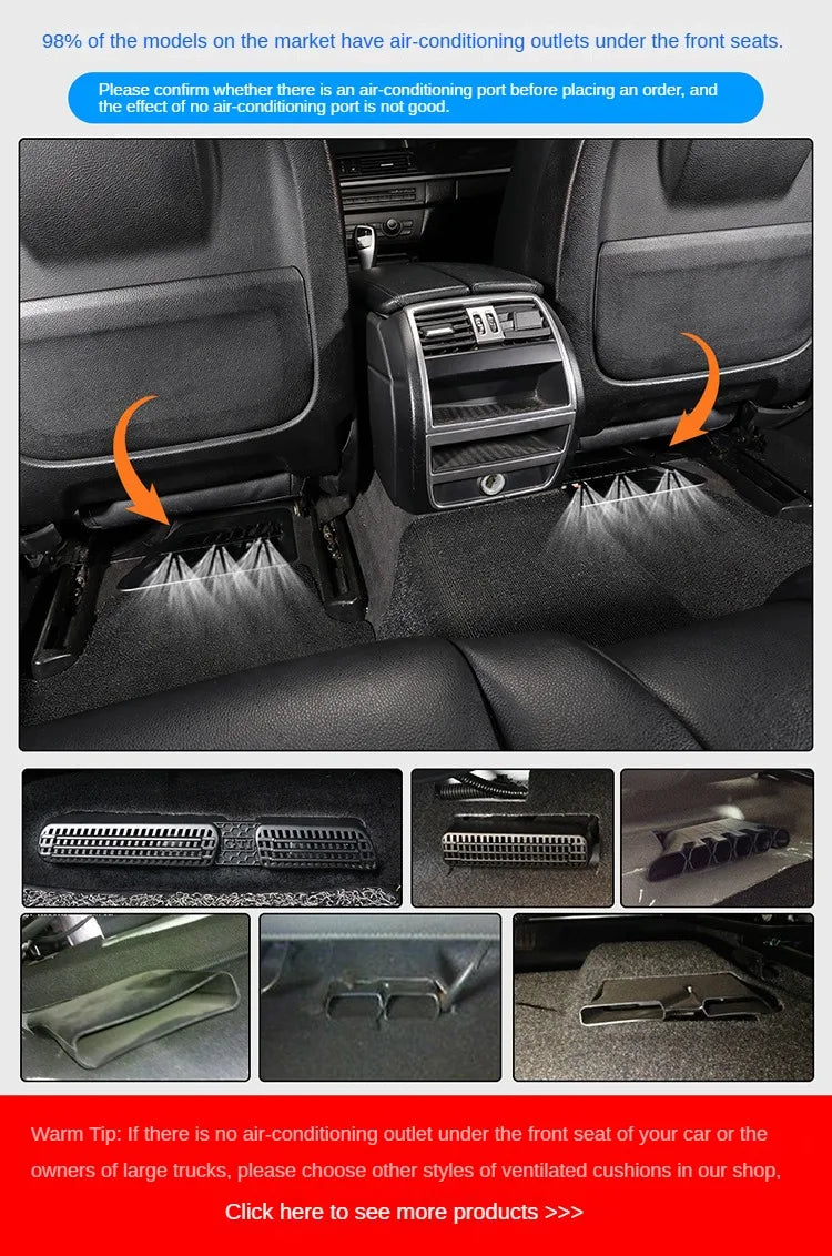 New Ventilated 12V 24V Cooling Car Seat Cushion Air Conditioned Heat Dissipation Ice Silk Pad Universal For Cars SUVs Trucks