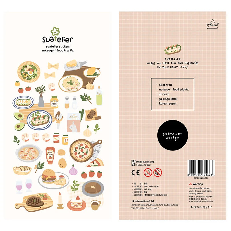 Korean Import Suatelier Brand Fresh Flower Food Cartoon Stickers Scrapbooking Diy Journal Stationery Sticker Deco Aesthetic Gift