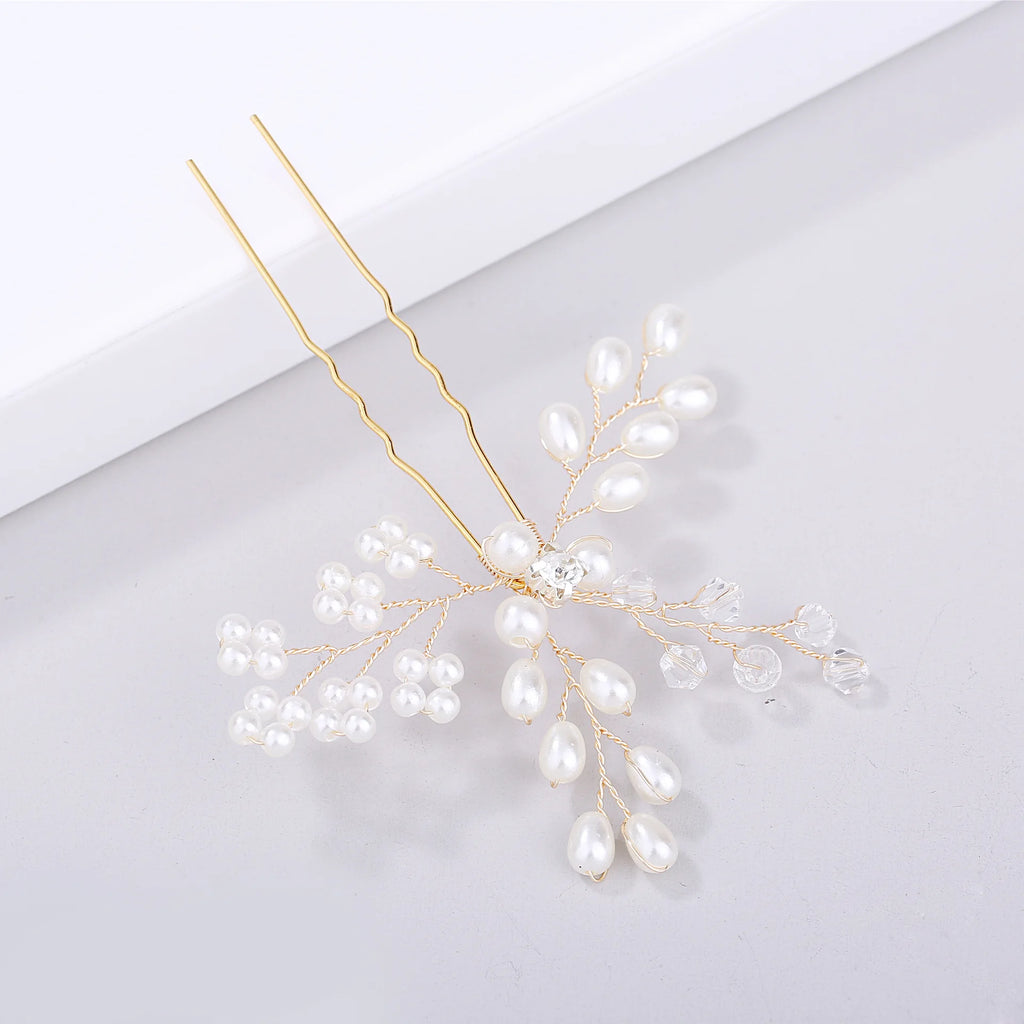 Bridal handmade pearl hairpins headpieces wedding dresses pin hair accessories for woman