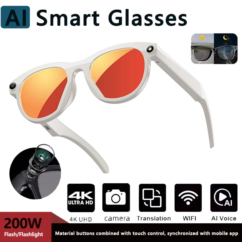 AI smart glasses for taking photos, anti shake, long-lasting battery life, Bluetooth calls, music, sports, companions, smart gla