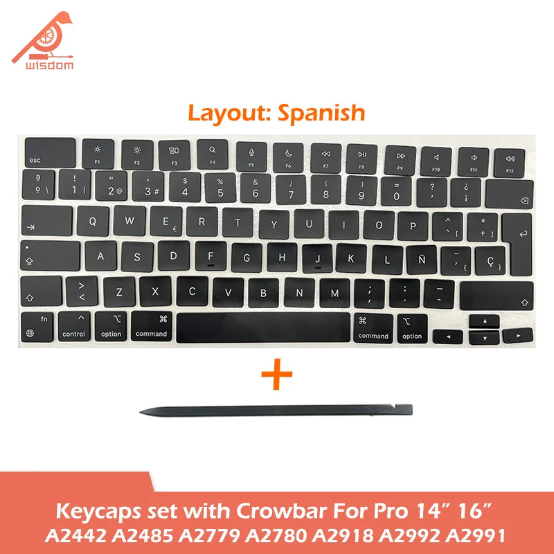 Laptop A2442 A2485 A2779 A2780 A2918 A2992 A2991 Keycaps Keys Key Cap Set for Macbook Pro M1 M2 M3 14" 16" Keyboard Repair