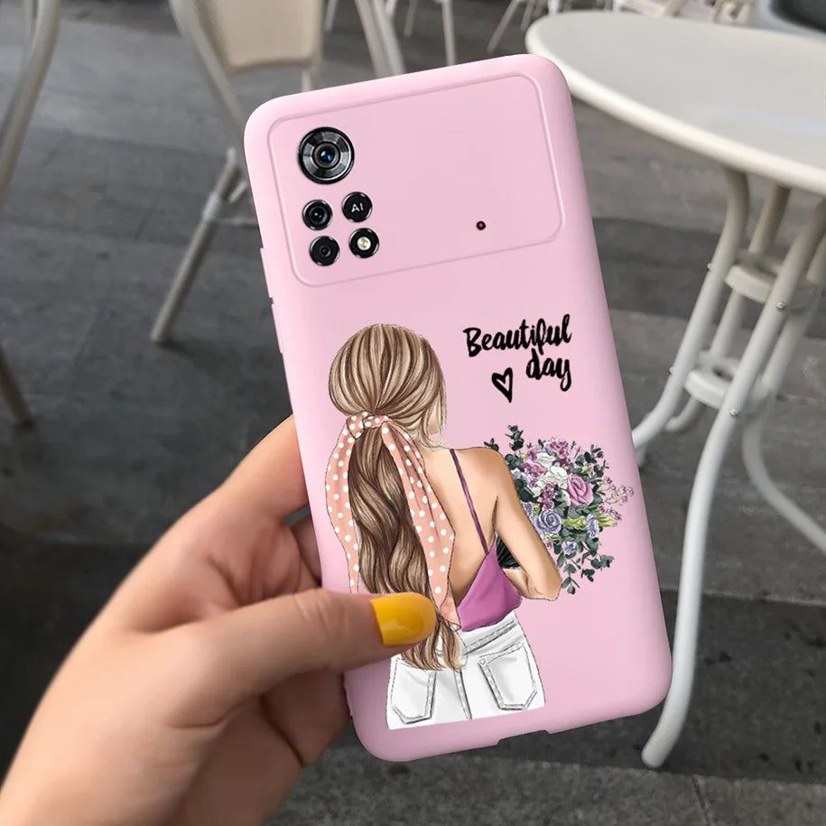Cute Love Heart Phone Case For Xiaomi Poco X4 Pro 5G Cover Soft Silicone Matte Funda For Xiaomi Poco X4 M4 Pro 4G 5G Bumper 2022