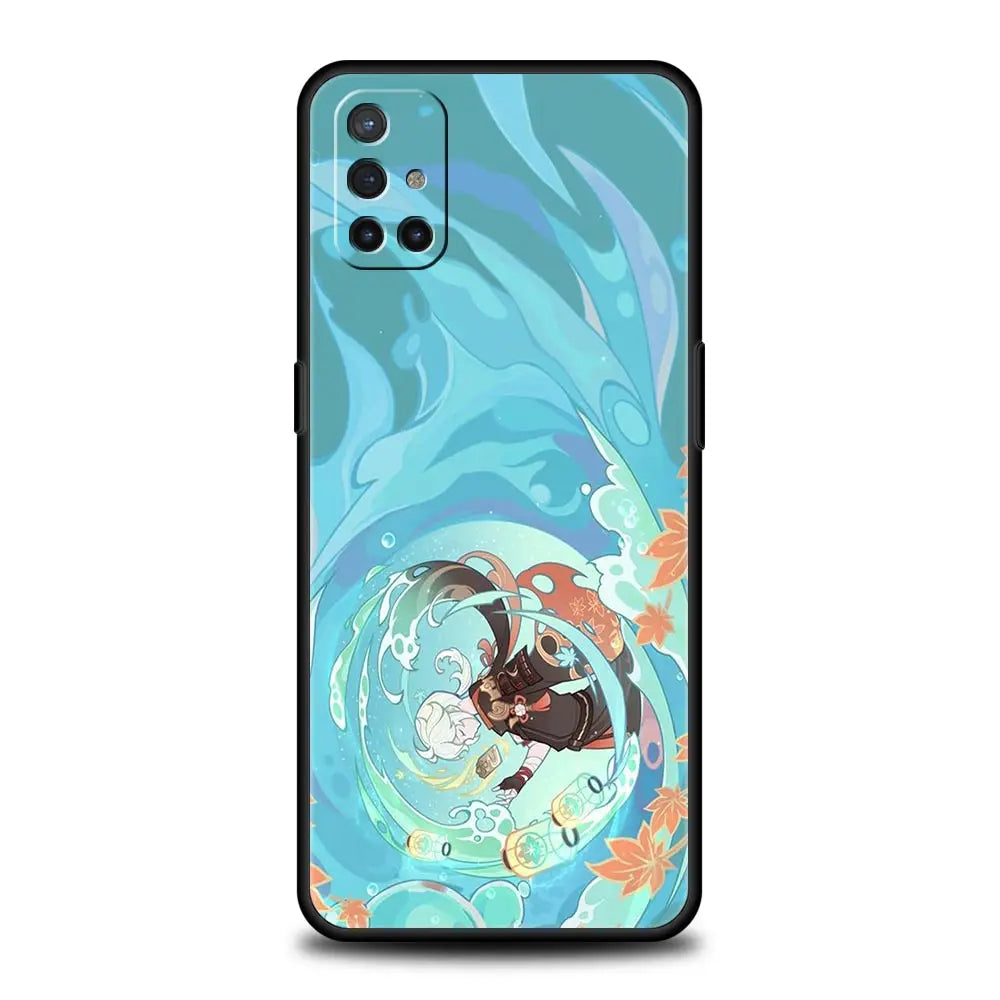 Genshin Impact Cartoon Logo Phone Case For OnePlus 10 9 Pro 9T 10R 9R 9RT 8T 8 7 6T 7T Nord 2T CE 2 5G N200 N10 N100 Black Cover