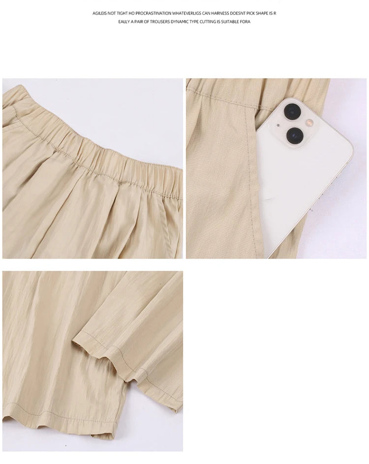 BIVIGAOS Lazy Style Loose Wide Leg Pants Women Summer Coloured Thin Casual Tide Straight Ice Silk Japanese Sunscreen Pants