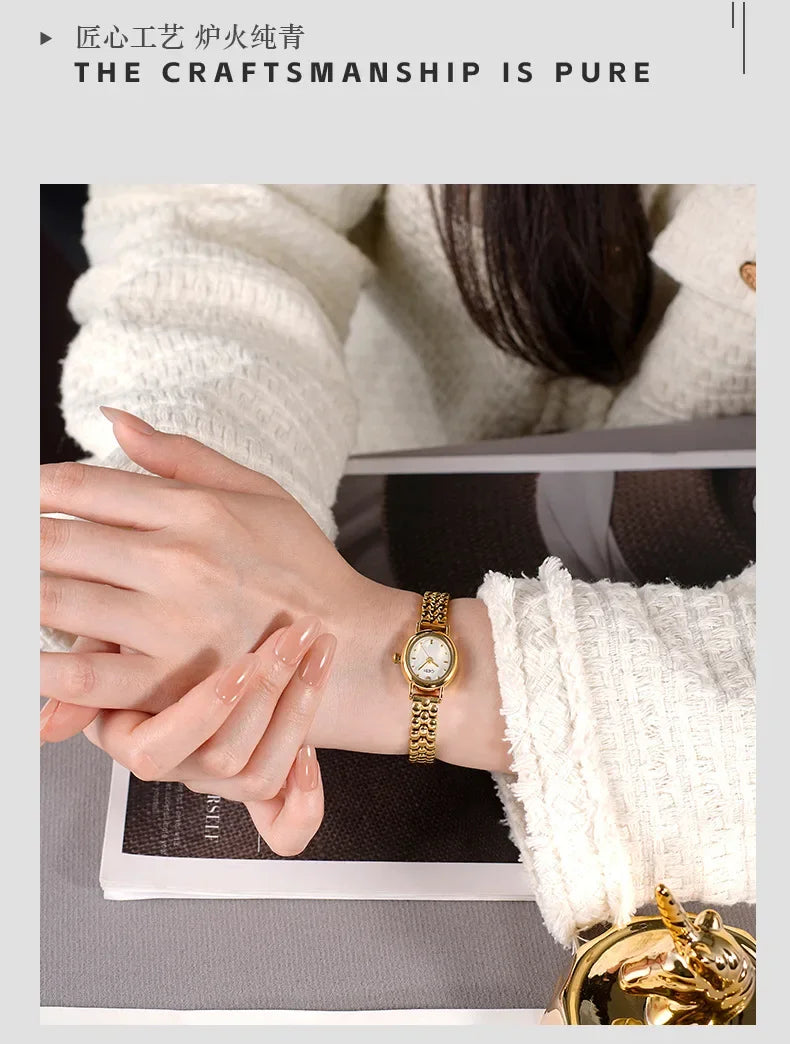 Women Watch for Girls Small Wrist Quartz Reloj Muje Sliver Grey Gold Oval Orologio Ladies Wristwatch Stainless Steel Band Clock