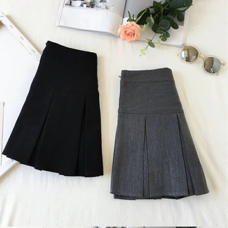 Fashion A Line Women Pleated Skirt High Waist Zipper Grey Student Mini Skirt JK Summer New 2023 Black Ladies Suit Skirt