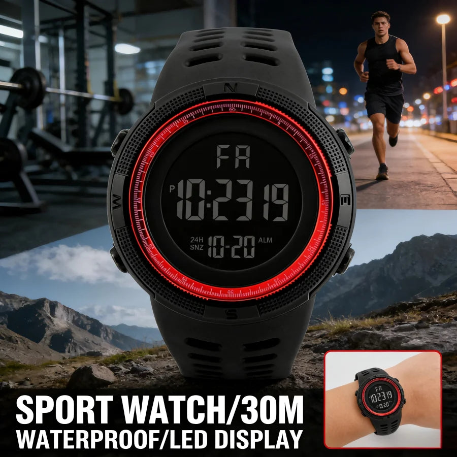 Men's Watch Sports Digital Watches for Man Big Dial Luminous Waterproof Alarm Clock Multifunction Military Electronic Wristwatch
