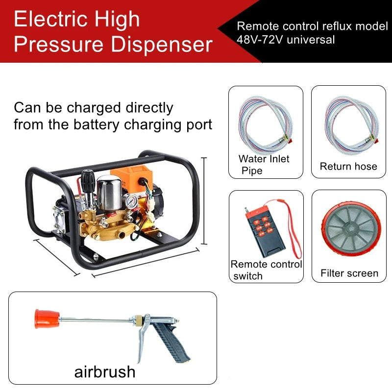 48-72V high-pressure triple-bar plunger pumps general-purpose dosing machine agricultural garden remote control dosing