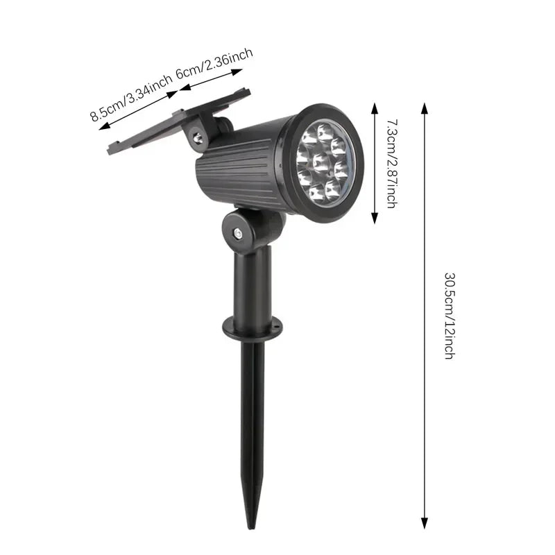 Solar LED Light 9 LED highlighted Spotlights,Outdoor IP65 Waterproof Lights,Brightness Adjustable for Garden Backyard Driveway