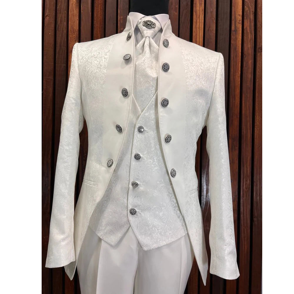 Formal Jacquard Men's Suits Elegant Wedding 3 Piece Jacket Pants Vest Blazer High Quality Full Sets Costume Homme Blazer 2025