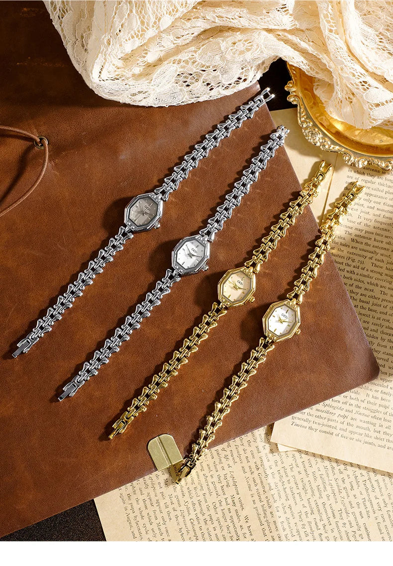 UTHAI CQ375 Fashionable Women watch retro bracelet watch octagonal quartz watch light luxury clock gift，watches for woman