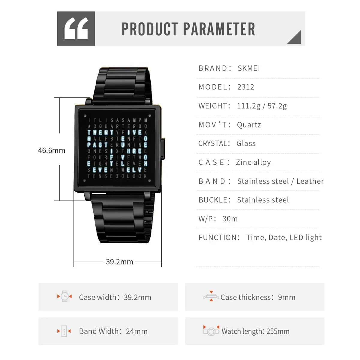 Skmei 2312 Waterproof Clock LED Light Outdoor Digital Sport Electronic Watches Reloj Hombre Fashion Wristwatch For Men Women