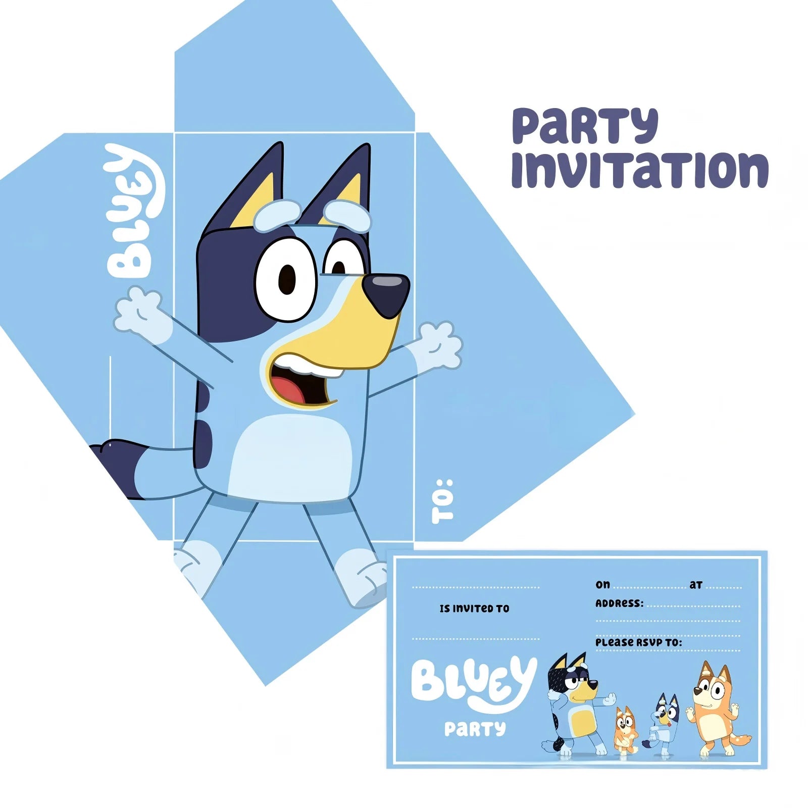 Bluey Birthday Party Invitations Bluey Party Invitation Card with Envelopes for Bluey Party Favors(12 Guests)