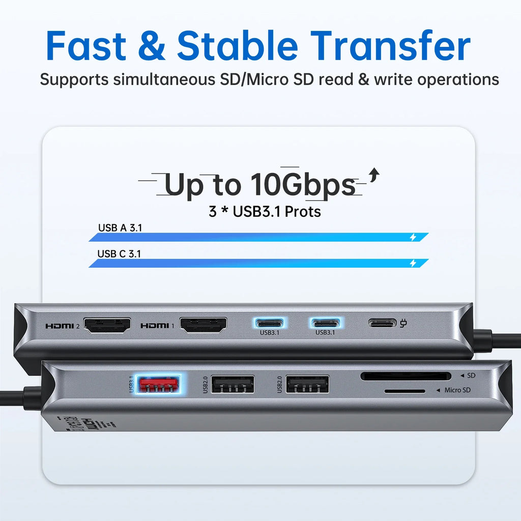 MOKiN USB C HUB 4K60Hz Type C to DP RJ45 SD&TF PD 100W Adapter Dock for MacBook Pro Air M2 M1 3*USB 3.1 10Gbps Splitter usb hub