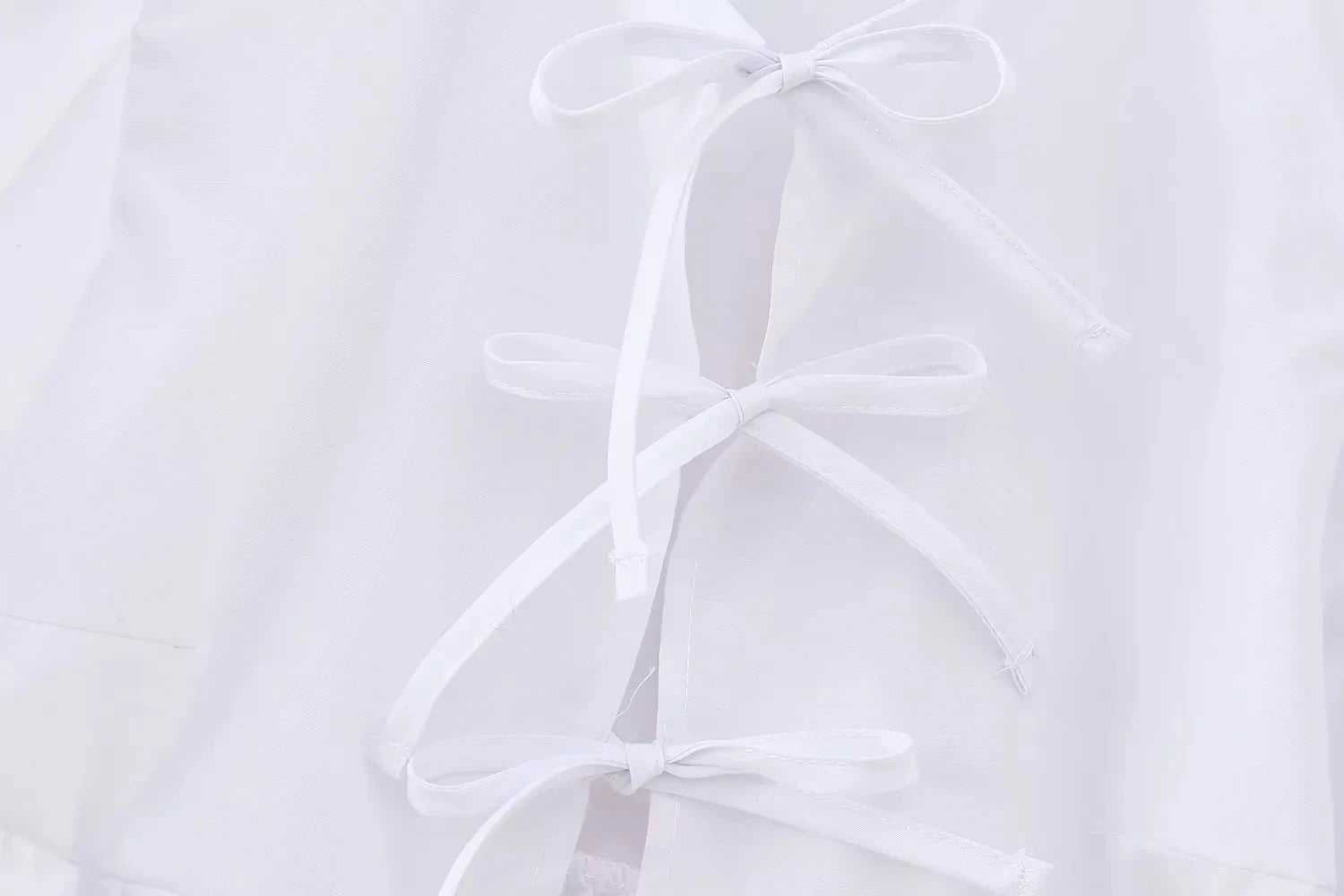 HH Women Causal O Neck Short Puff Sleeve Shirt Sweet White Bow Lace Up Tops 2024 New Fashion Chic Female Streetwear Blouse