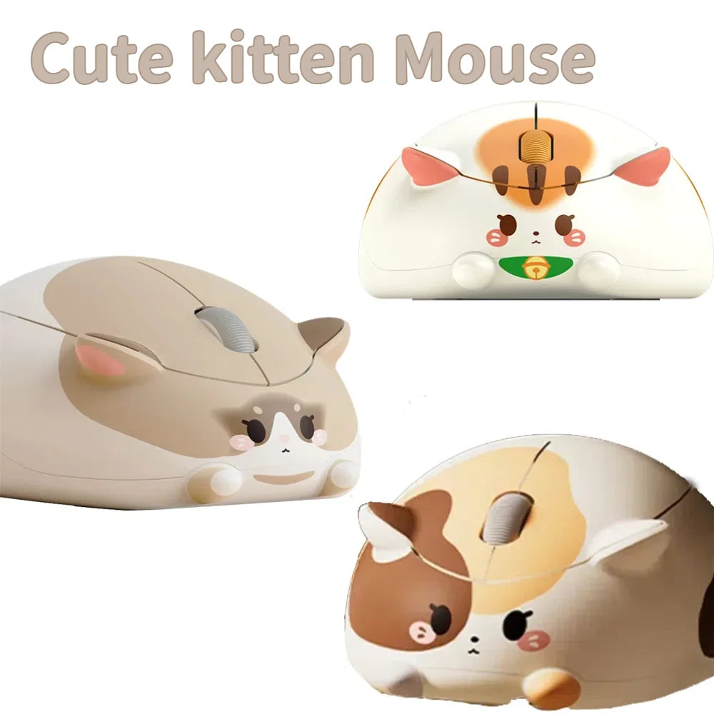 Cute Pet Kitten Design Cartoon Animal Mouse 2.4G Wireless Mute Ergonomic Optical Cat Mice Desktop Laptop Universal For Girl Gift