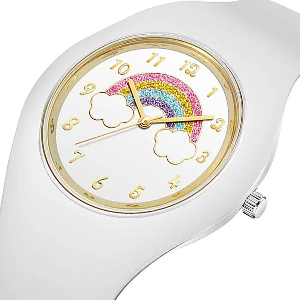 Ladies Fashion Watch Couple Quartz Watch Jelly Color Rubber Sports Clock Suitable for Women Men Starry Earth Rainbow Watch
