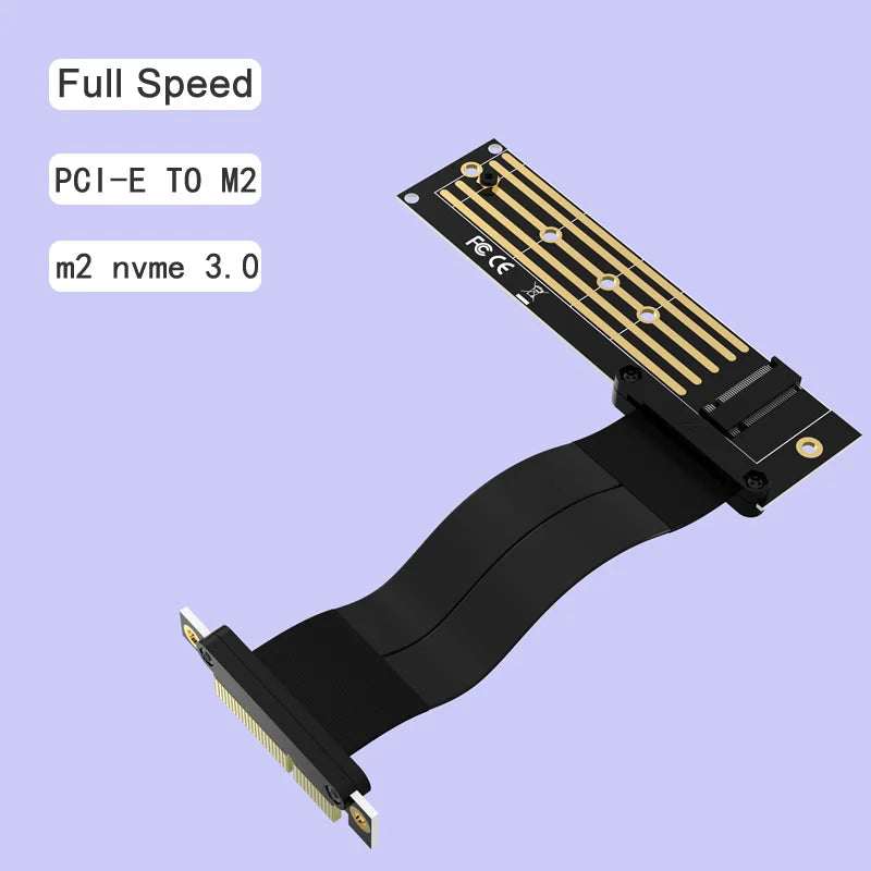 M2 TO PCIE Riser PCIe x4  PCI-E3.0 4x To M.2 NVMe M Key 2280 Riser Card Gen3.0 Cable M2 Key-M PCI-Express Extension cord