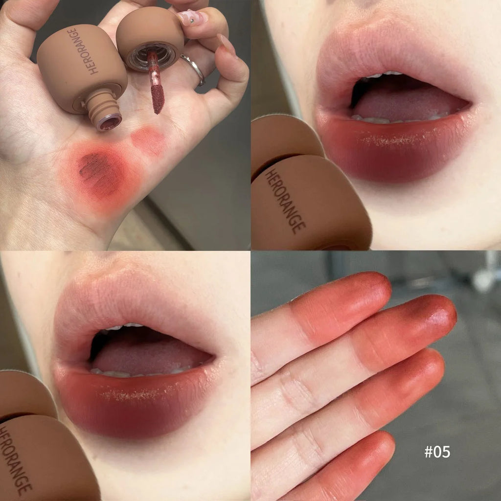 1pcs Red Brown Matte Lip Mud Liquid Lipstick Waterproof Non-stick Cup Chocolate Lip Color for Women Lips Makeup Cosmetics