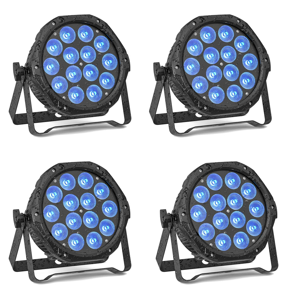 U'King 4PCS Waterproof LED Par Light 14x10W LED RGBW DJ Party Light IP65 DMX512 Effect Stage Lighting for Disco Bar Nightclub