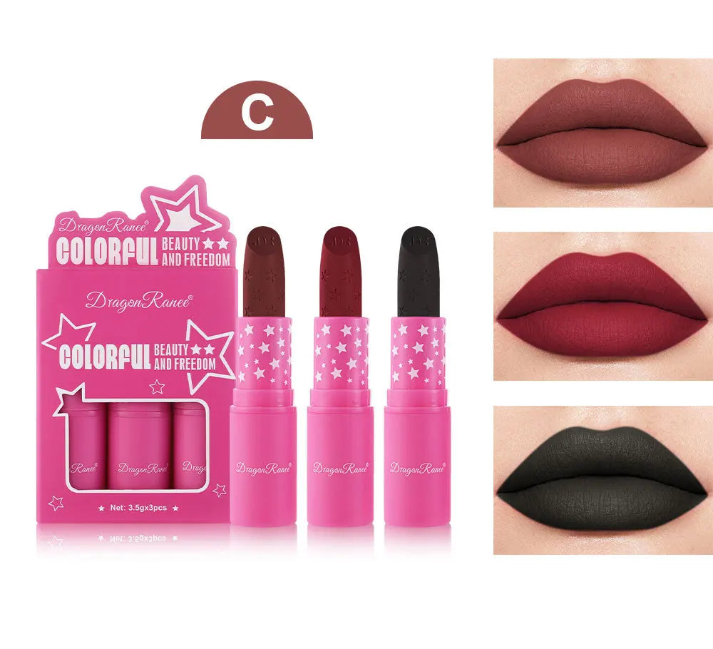 3Pcs Korean Matte Lipstick Set Waterproof Long Lasting High Pigmented Lip Gloss Makeup For Women Beauty Cosmetic