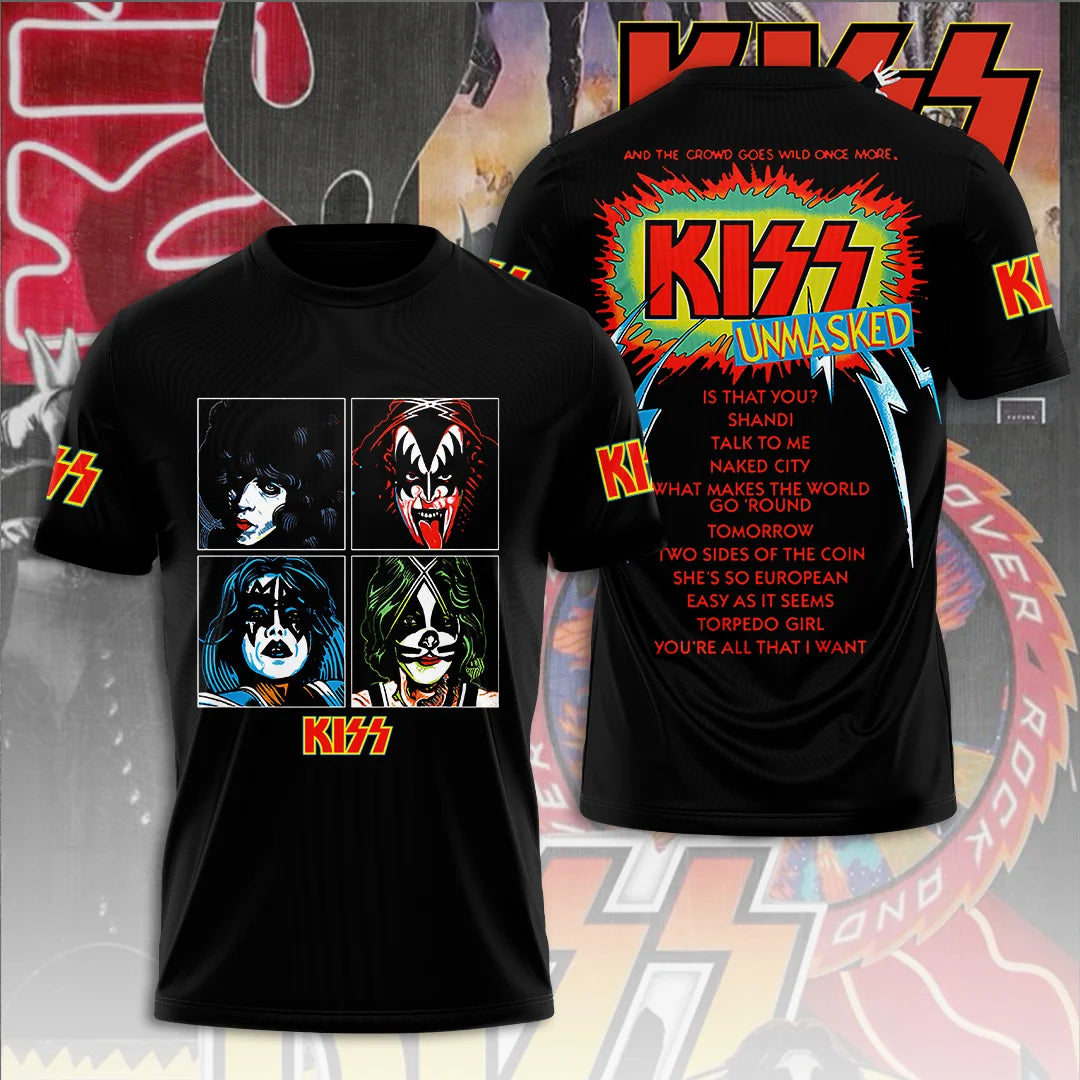 Rock Band Kiss T-shirts 3D Printing T Shirt Summer Men Women Funny Hip hop Short sleeve O-neck Tee Shirt Street Cosplay Clothing