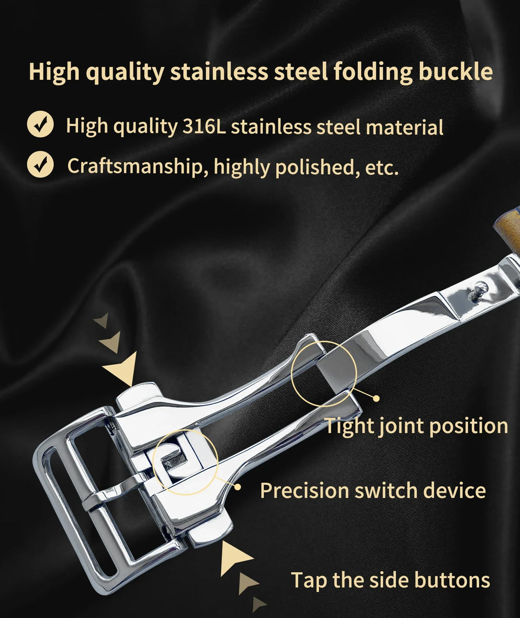 Kebitt High Quality Iwatch Ultra3 Genuine Leather Band Deployment Buckle Strap For Apple Watch Series11 10 9 8 7 Se 3 46 45 49mm