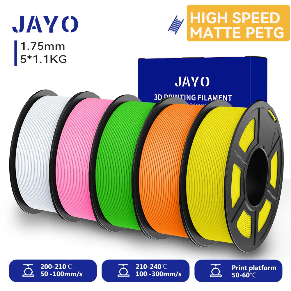 JAYO 5Rolls 3D High Speed Marble PLA/HS Matte PETG/HS PLA Filament 600mm/s High Speed 3D Printer Non-toxic Filament 1.1KG/roll
