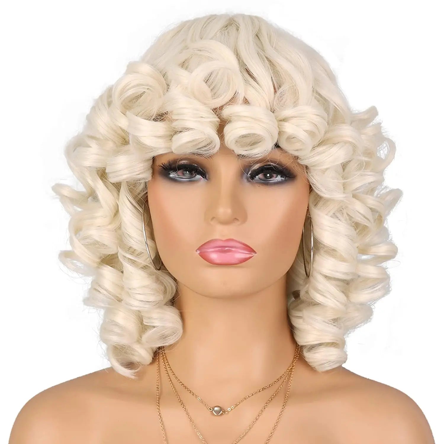 Tereshar Synthetic Short Afro Curly Wig with Bangs Big Bouncy Fluffy Short Kinky Curly Wig for Women Girls