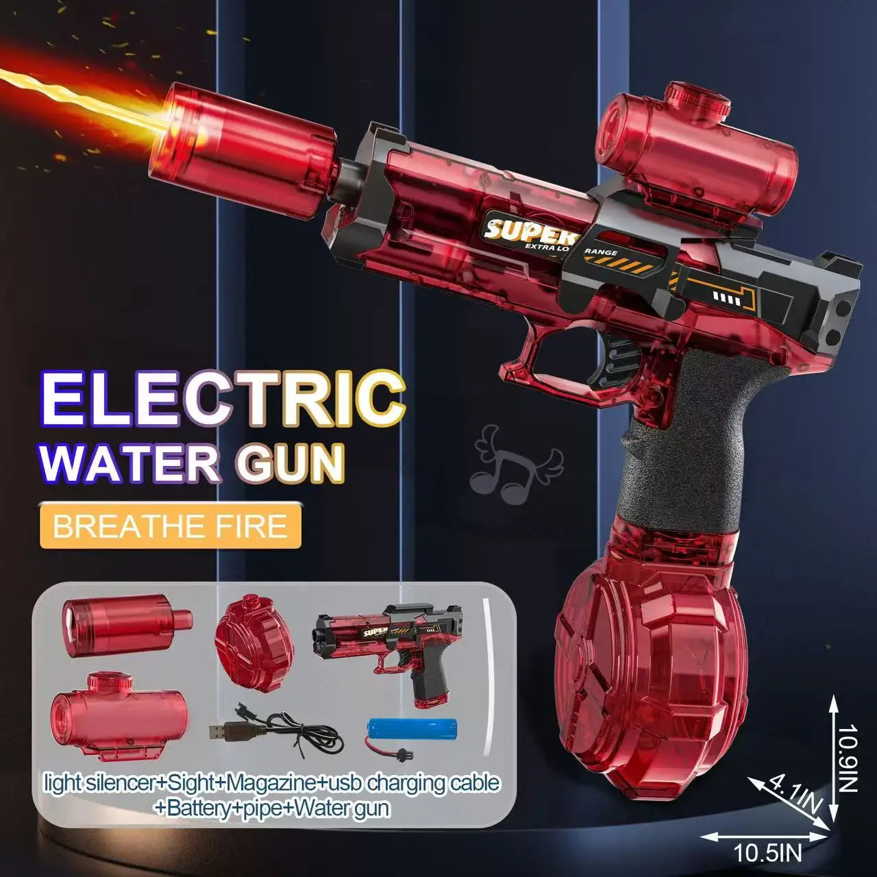 Summer Outdoor Fully Automatic Electric Water Gun Toy With Lights, Boys Beach Pool Battle Shooting Gun Toy Gift