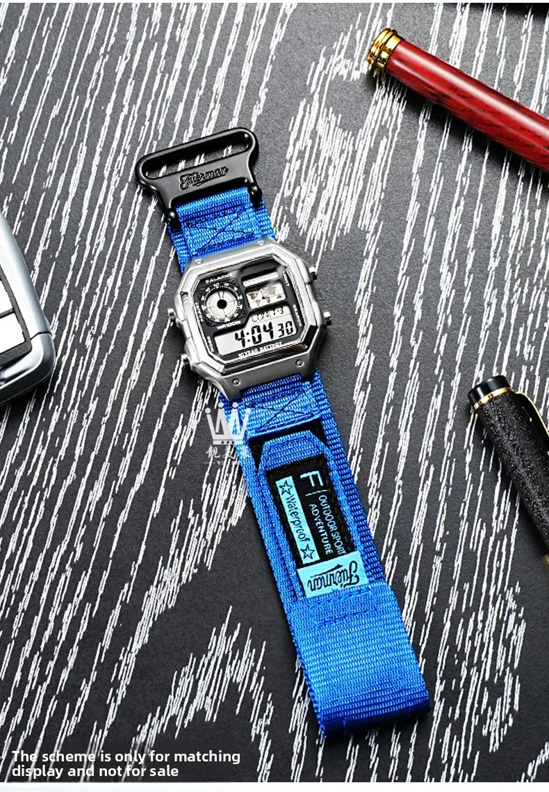 AE1200 Loop Design Nylon Canvas Strap For Casio Watches A158W/A168/W-216H/F-91/AE1300/1500/AE-1200 Outdoor Sports watchband 18mm