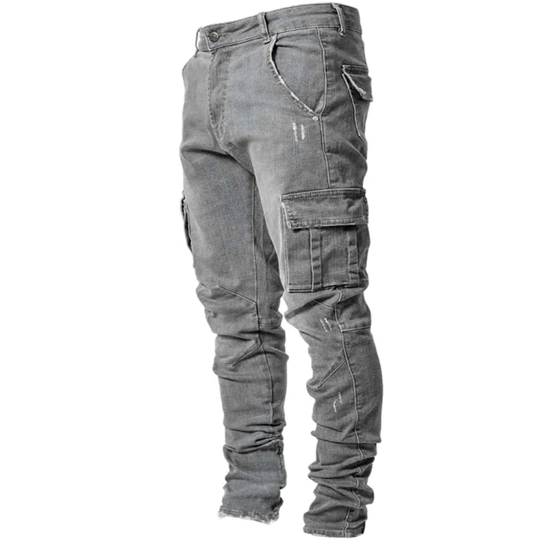 Kakan - High-end Slim Elastic Multi-pocket Leg Jeans, New Skinny Jeans K016-MGD8 In Europe and America