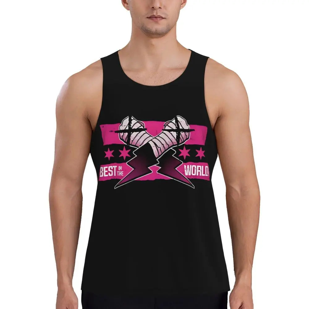 Graphic Wrestling CM Punk Best In The World Workout Tank Tops Sleeveless Shirt Bodybuilding Fitness Gym Compression Vest