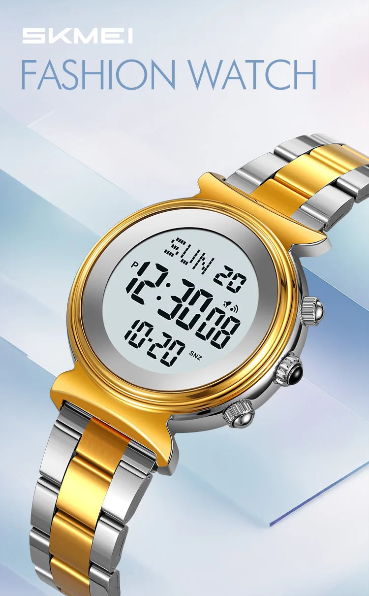SKMEI Fashion Women's Alloy Digital Business Watch Waterproof Steel Strap Women Watch Simple Exquisite Silver Watch with 2408