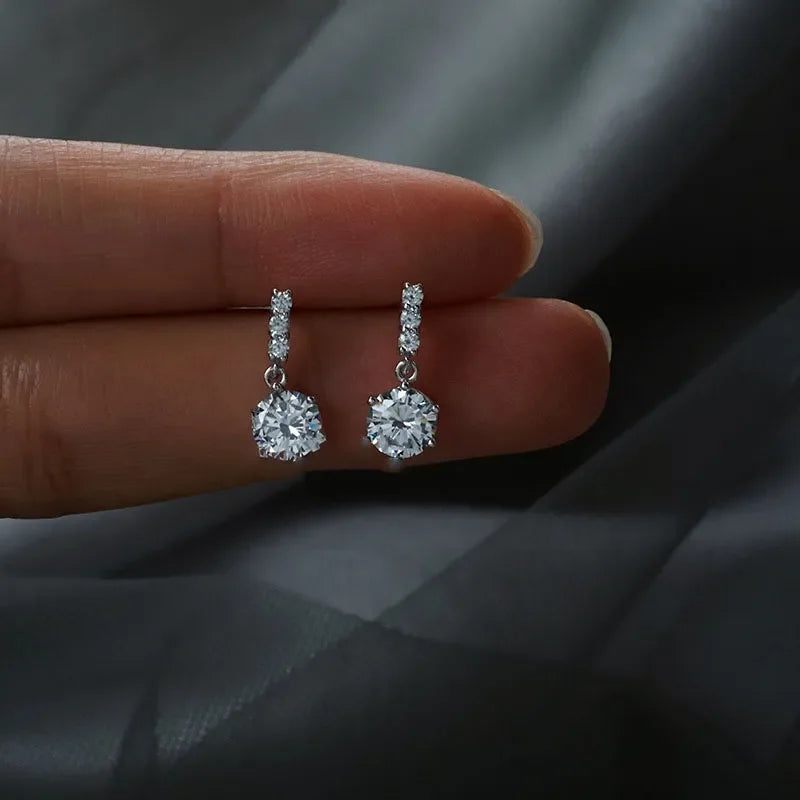925 Silver Needle Water Drop Flower Crystal Earrings Shiny Silver Color Beautiful Mini Earrings Jewelry Gifts